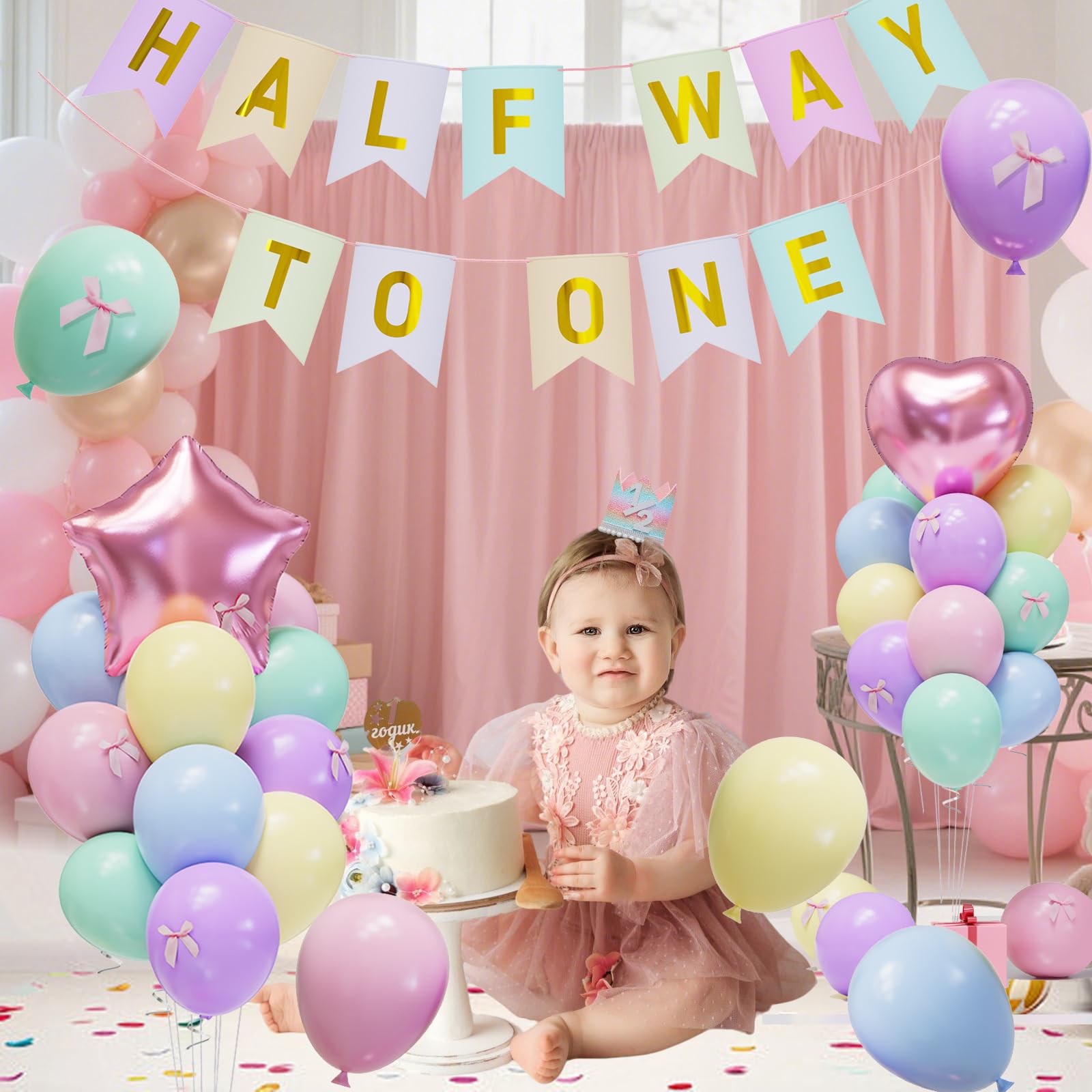 JIUENAGCN 12-inch balloons in purple, blue, green, and yellow create playful color pops.