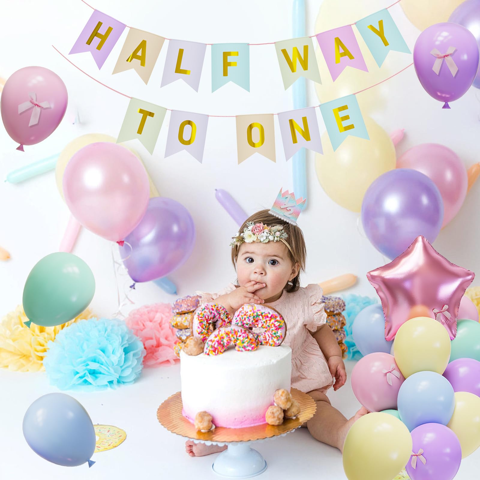 JIUENAGCN additional 12-inch pink balloons help fill larger decor pieces.
