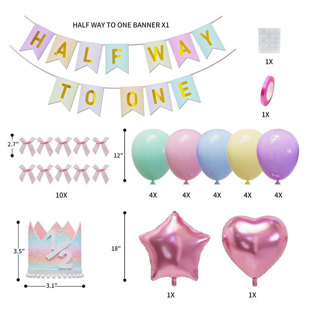 JIUENAGCN half-way-to-one crown cap adds adorable photo-ready charm to baby girl milestones.