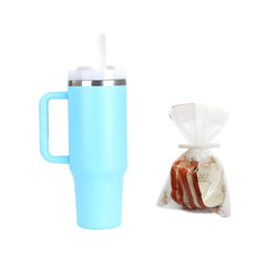 Jiugongmoup light blue miniature tumbler with lid for authentic dollhouse scenes.