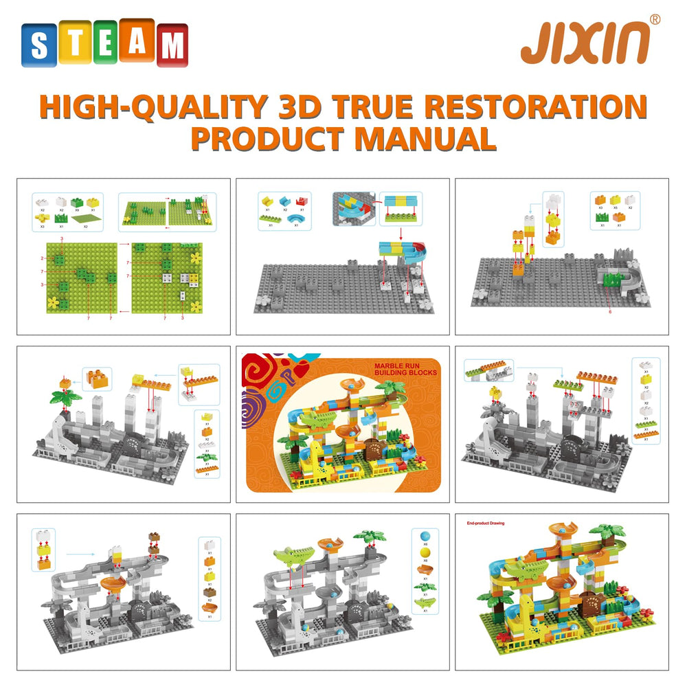 JIXIN dinosaur building blocks assembly compatible with major brick sets.