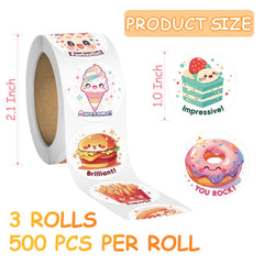 JIXZEN 3 Rolls Cute Food Stickers Donut design boosts engagement in learning activities