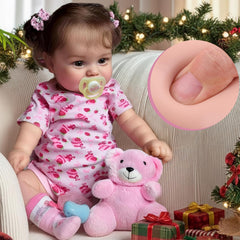 JIZHI lifelike reborn baby doll face close-up showing realistic features for pretend play.