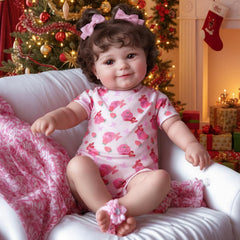 JIZHI baby doll with rooted brown hair showcases natural realism for imaginative roles.