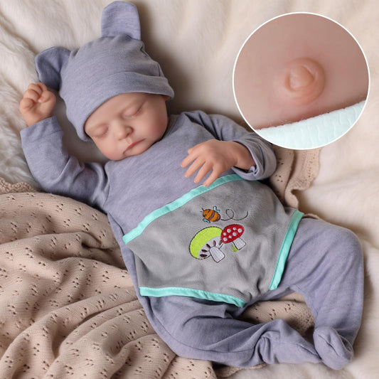 JIZHI reborn baby doll soft-skin texture close-up highlights realism and comforting touch.