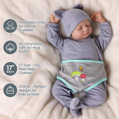 JIZHI newborn-size doll with preemie-to-newborn clothes for versatile dress-up play.