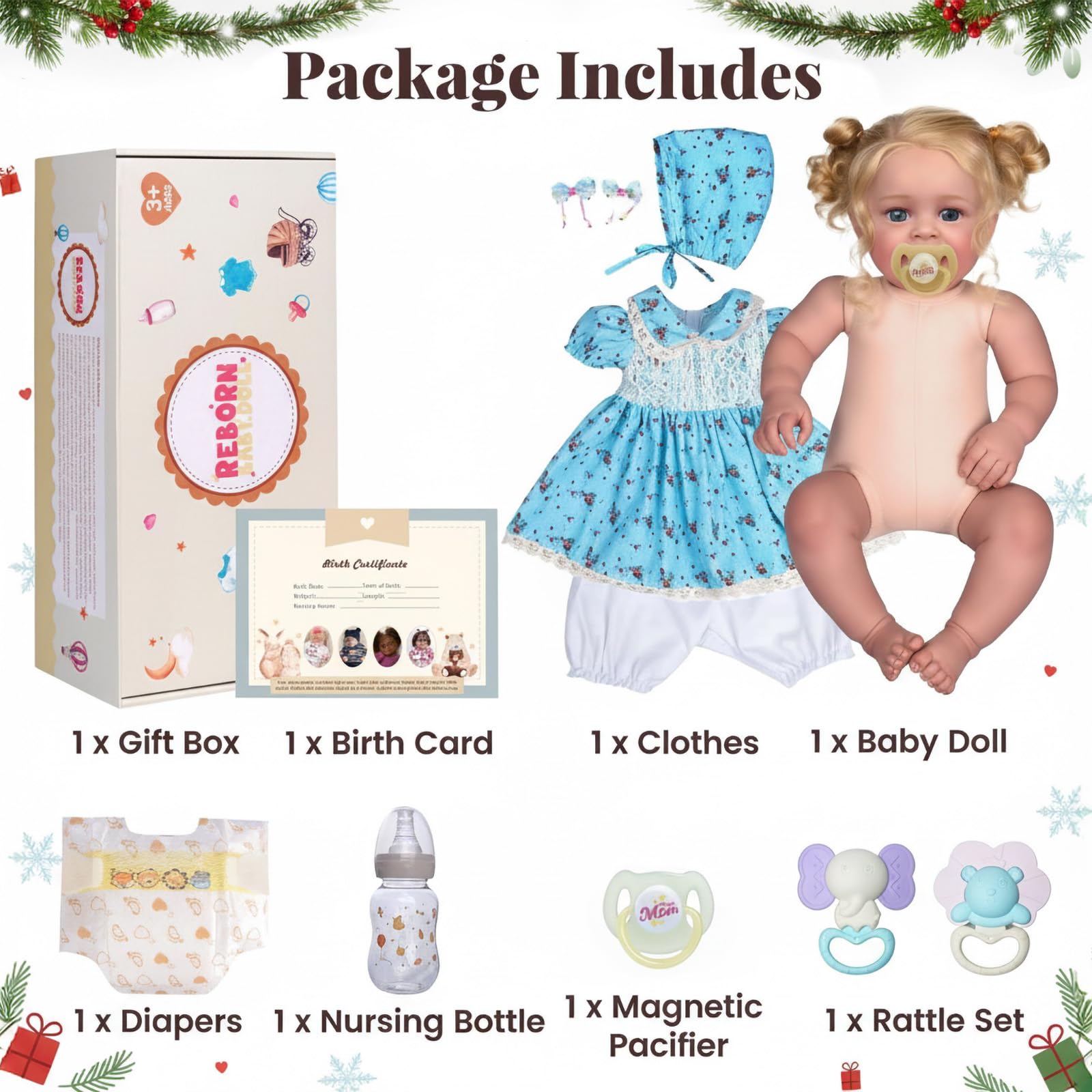 JIZHI doll in gift box with accessories for caring routines.