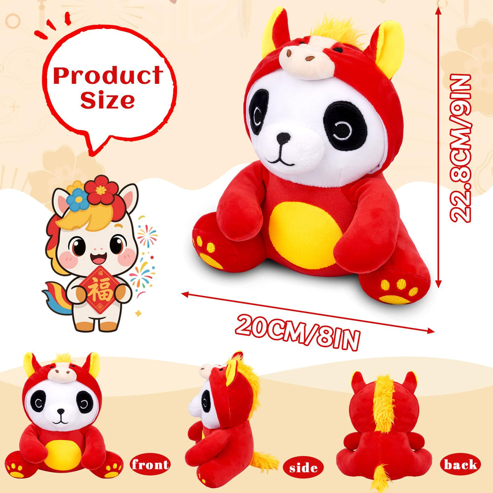 JIZWPOOM Red Panda Horse Plush Combo, cute fusion design for festive gifting.
