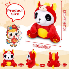 JIZWPOOM Red Panda Horse Plush Combo, cute fusion design for festive gifting.