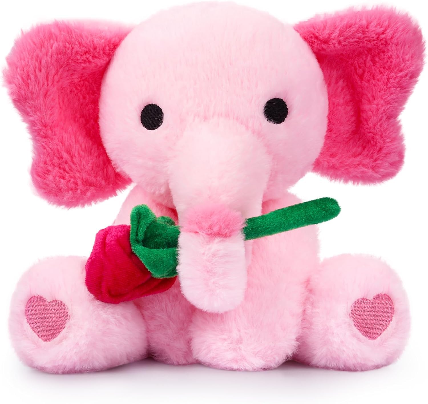 JIZWPOOM rose-embellished elephant plush scene, creates warm ambiance.