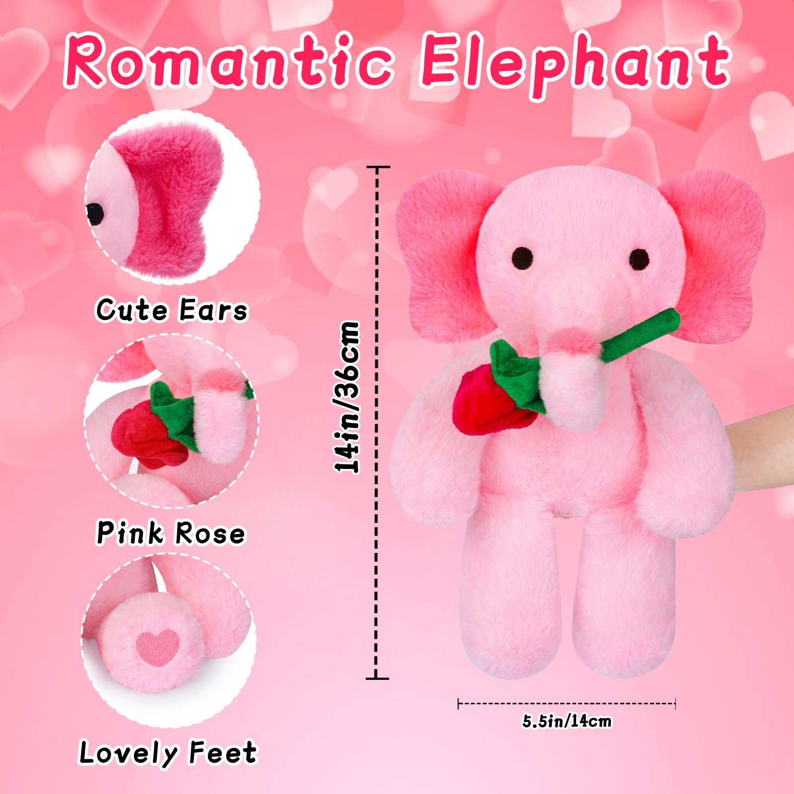 JIZWPOOM soft 14-inch plush texture, cozy companion for kids and adults.