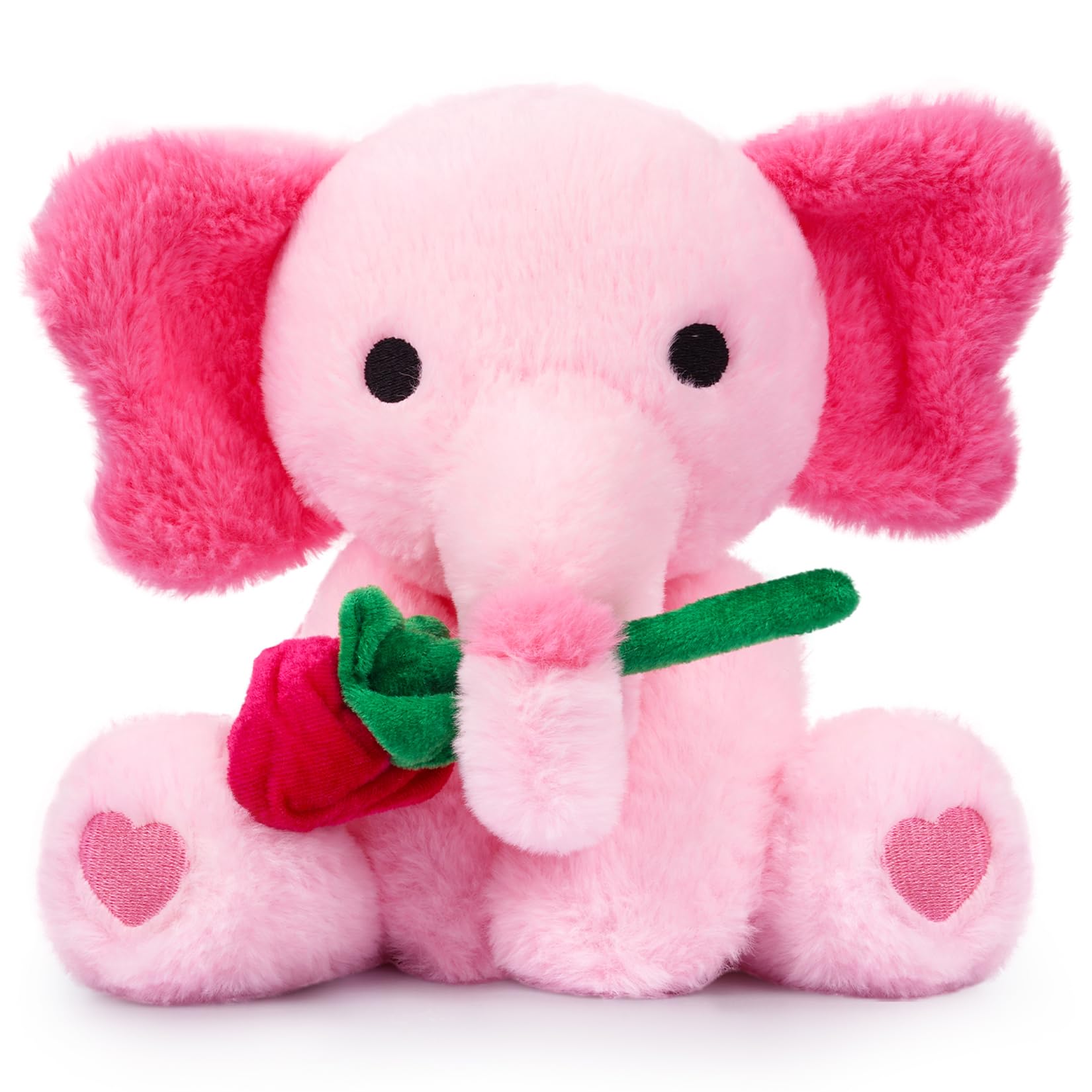 JIZWPOOM Valentine elephant plush with rose nose, perfect for hugging and gifting.