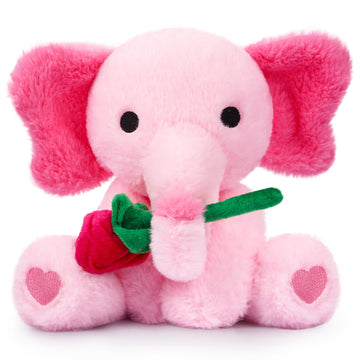 JIZWPOOM Valentine elephant plush with rose nose, perfect for hugging and gifting.