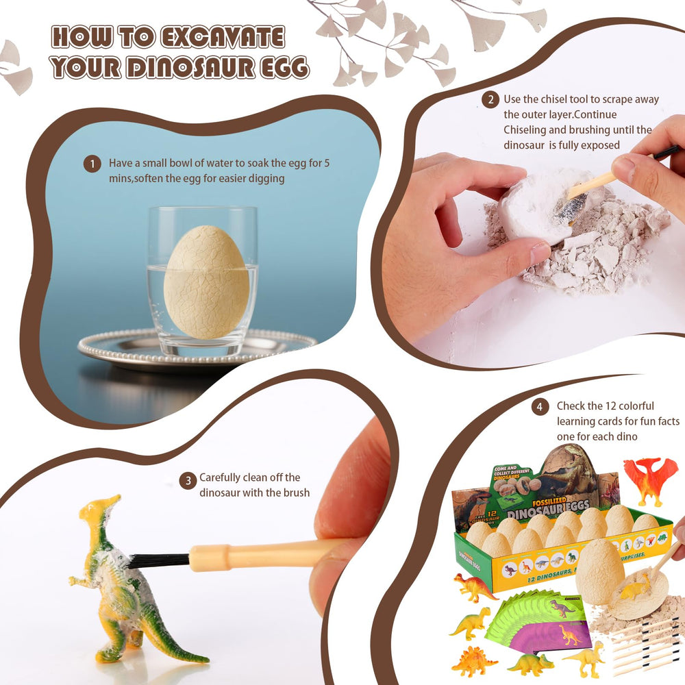 JJDNAVI dinosaur eggs excavation action: child digs to reveal a dinosaur figurine