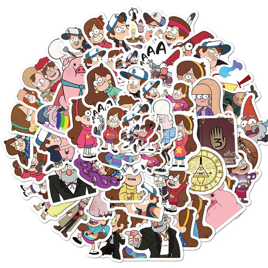 jjlin Gravity Falls stickers—50 assorted designs for laptop and gadget decorating.