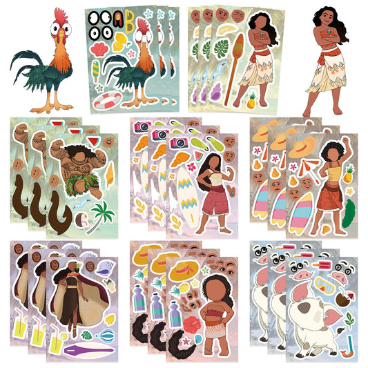 JJlin Moana stickers 24 sheets—bright designs for kids' crafts and decorations.