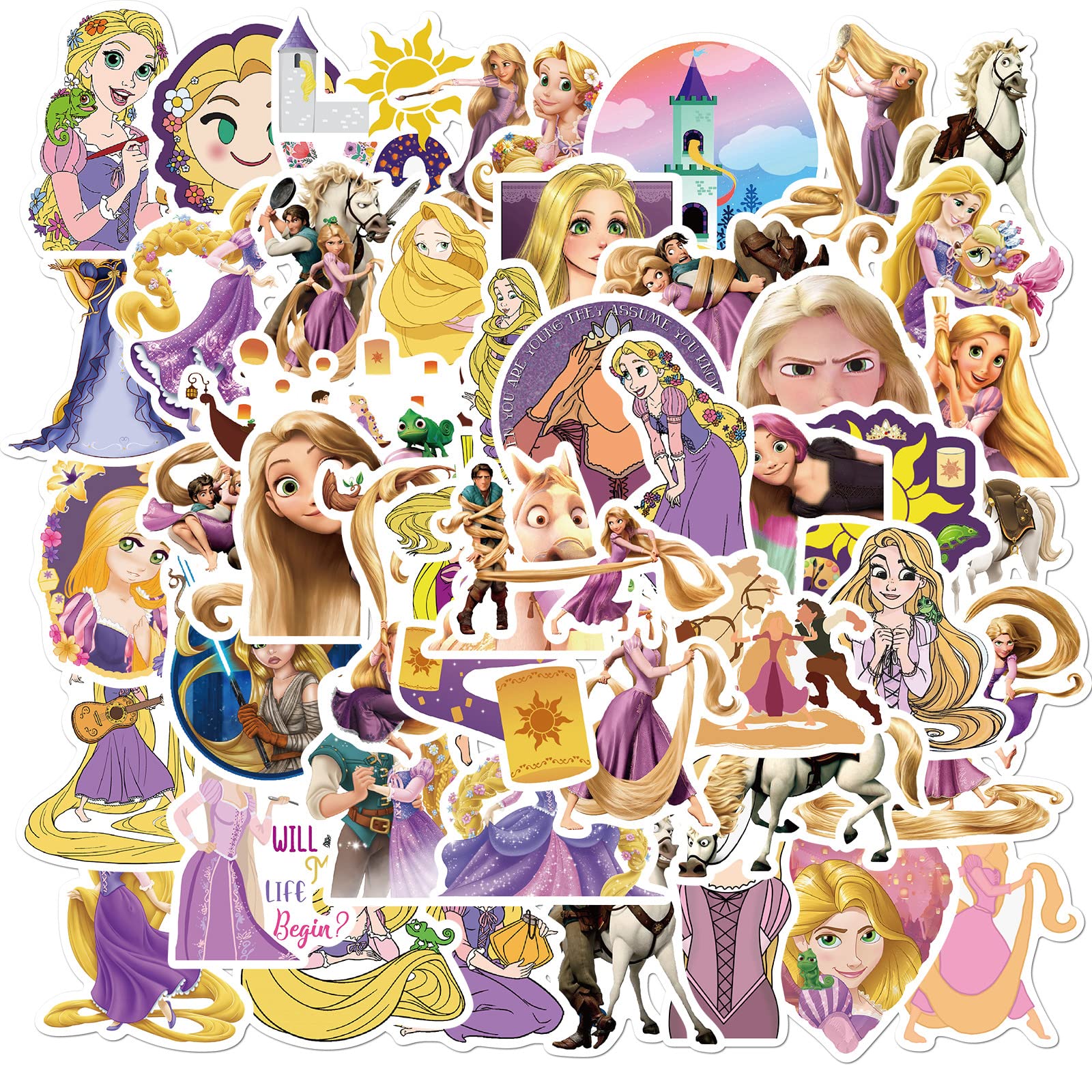 jjlin Tangled stickers on luggage add personality for travel adventures.