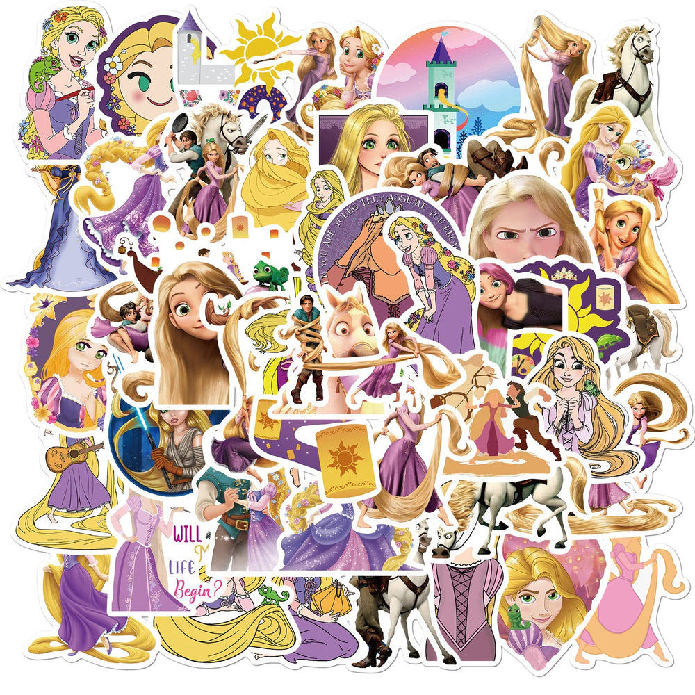jjlin Tangled stickers on luggage add personality for travel adventures.