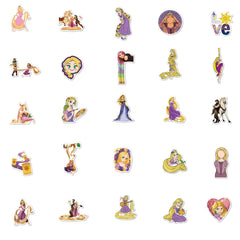 jjlin Tangled stickers on a skateboard add playful character and color.