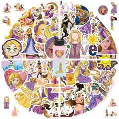 jjlin Tangled stickers pack front view shows 50 unique waterproof designs.