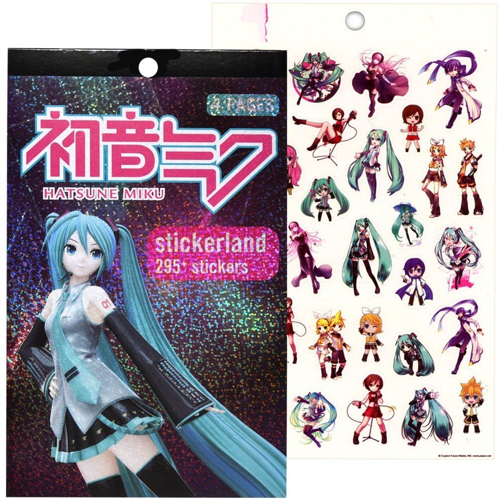 JJM Hatsune Miku foil sticker collection on four-sheet pad for notebooks, laptops, and crafts