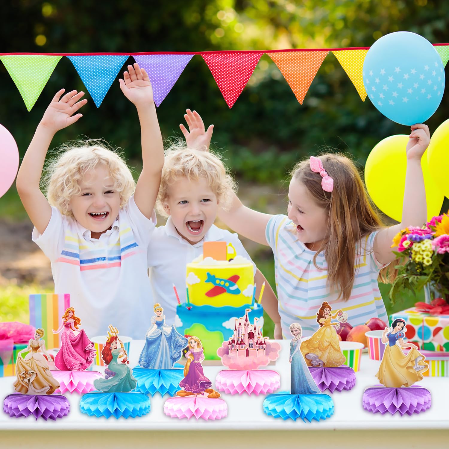 JJYHEHOT princess honeycomb centrepiece 7 adds charm to girls' parties with bright colors.