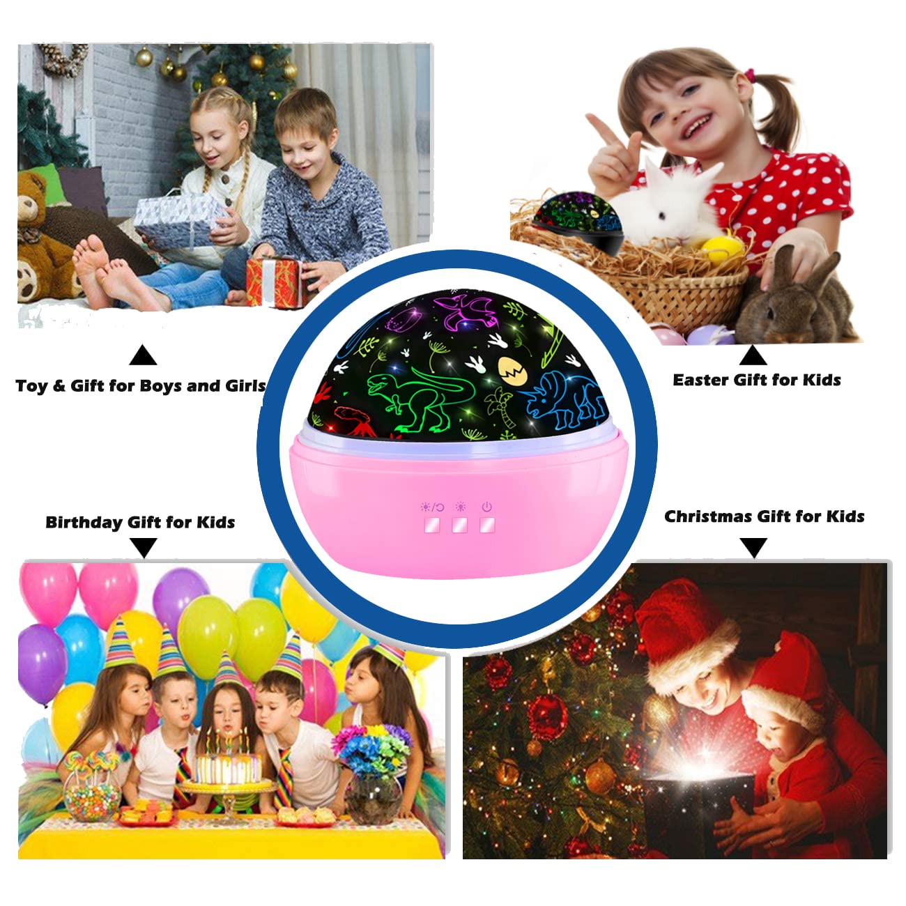JKGIFTS 16-color projection lamp creates colorful dinosaur scenes