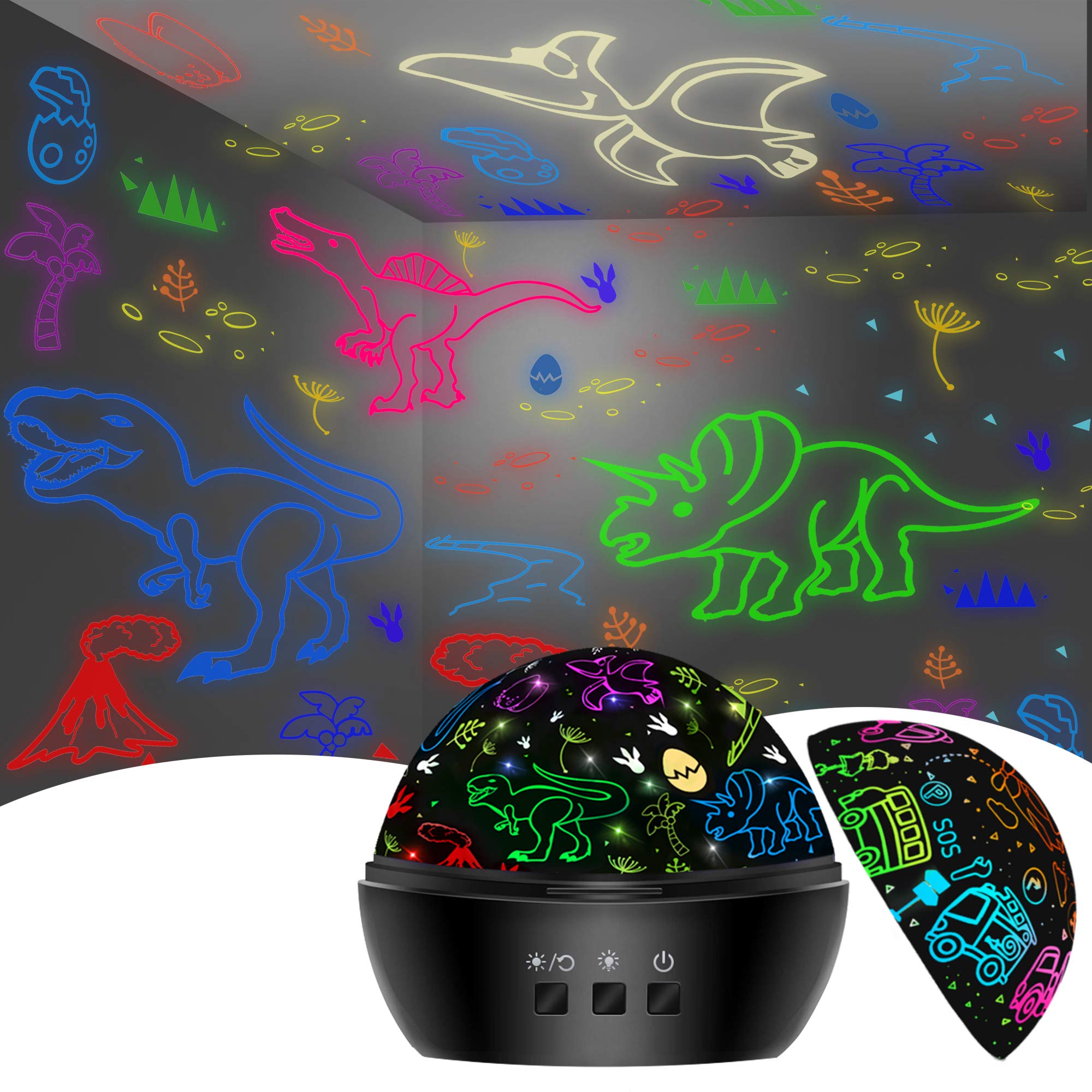 JKGIFTS Dinosaur night light projection with 360° rotation for dreamy bedtime ambiance