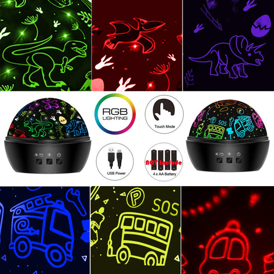 JKGIFTS Dinosaur projection lamp with 16 color options for customizable kid-friendly lighting