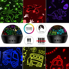 JKGIFTS Dinosaur projection lamp with 16 color options for customizable kid-friendly lighting