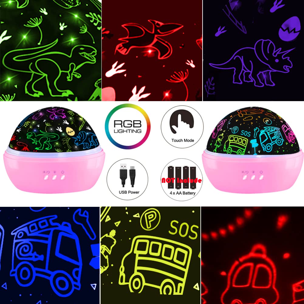 JKGIFTS LED dinosaur night light with 360-degree rotation for bedtimes
