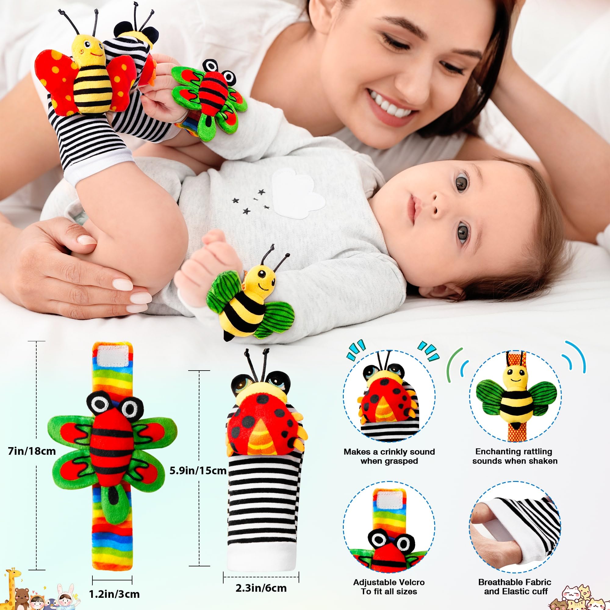 JKHEPL adjustable Velcro band ensures secure, easy wearing for babies.
