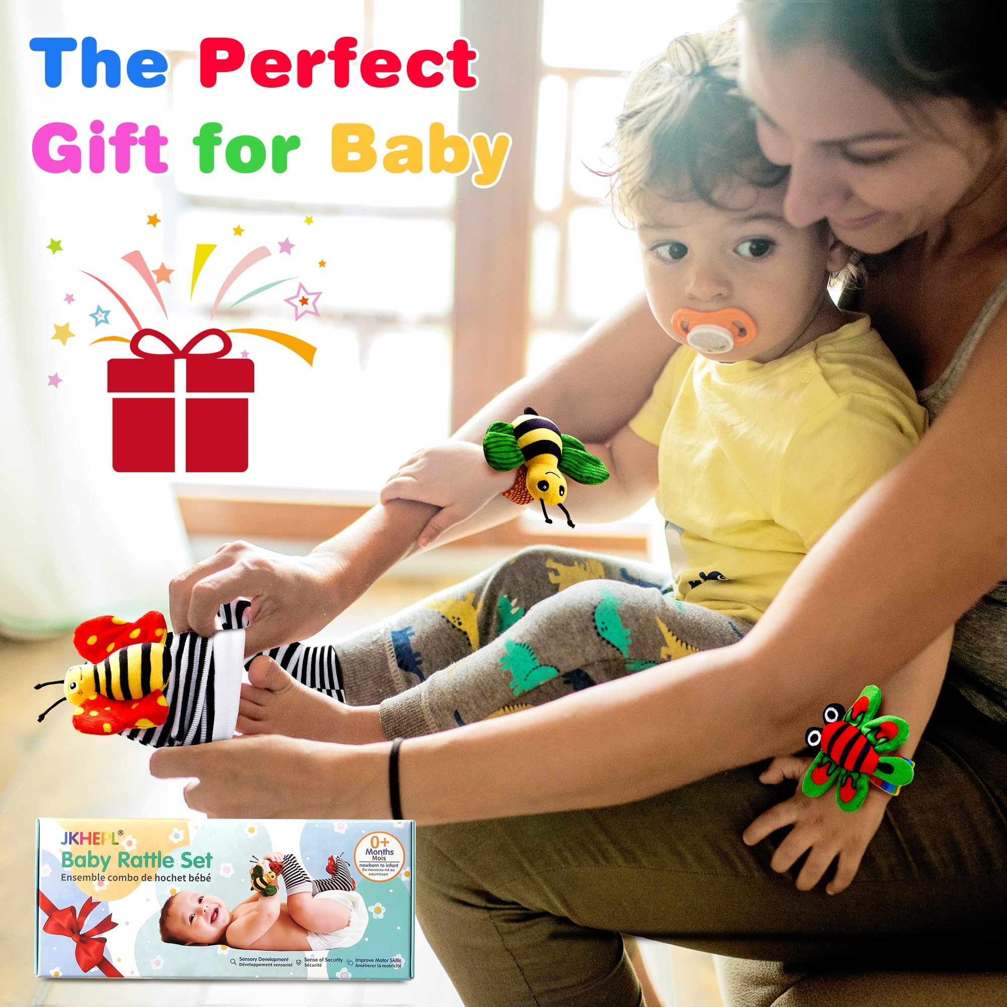 JKHEPL rattle sock set in gift box suitable for Easter baskets.