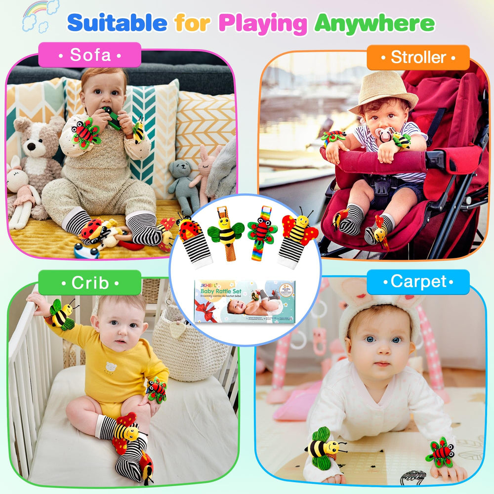 JKHEPL gift-ready packaging highlights a versatile infant toy for gifting.