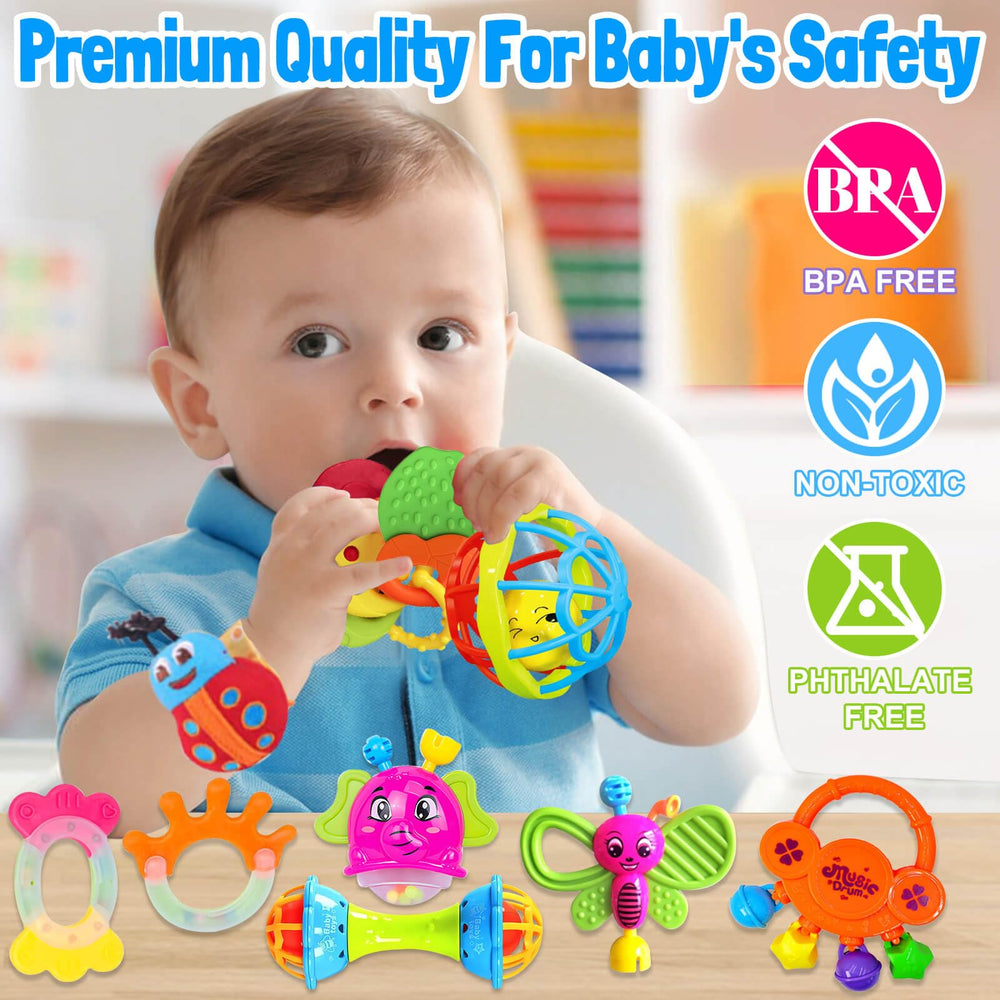 JKHEPL rattle-toy-multi-color-baby stimulates grasping and auditory exploration