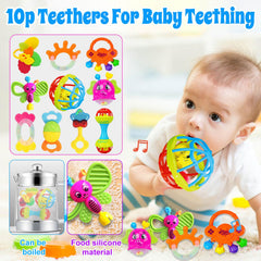 JKHEPL rotating-ball-rattle-feature encourages fine motor play