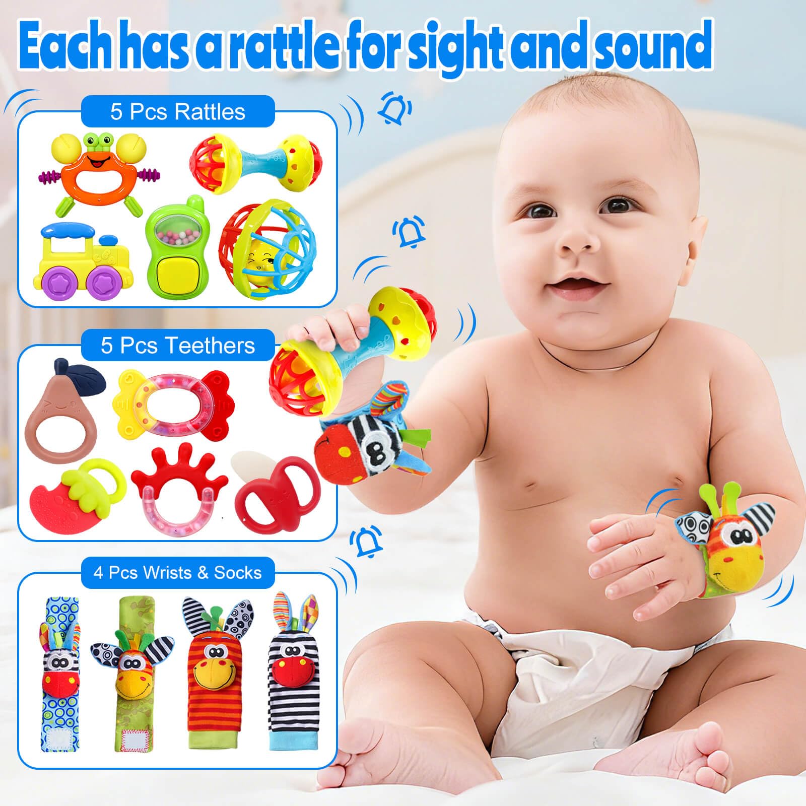 JKHEPL wrist socks toy set encourages tiny hands to explore