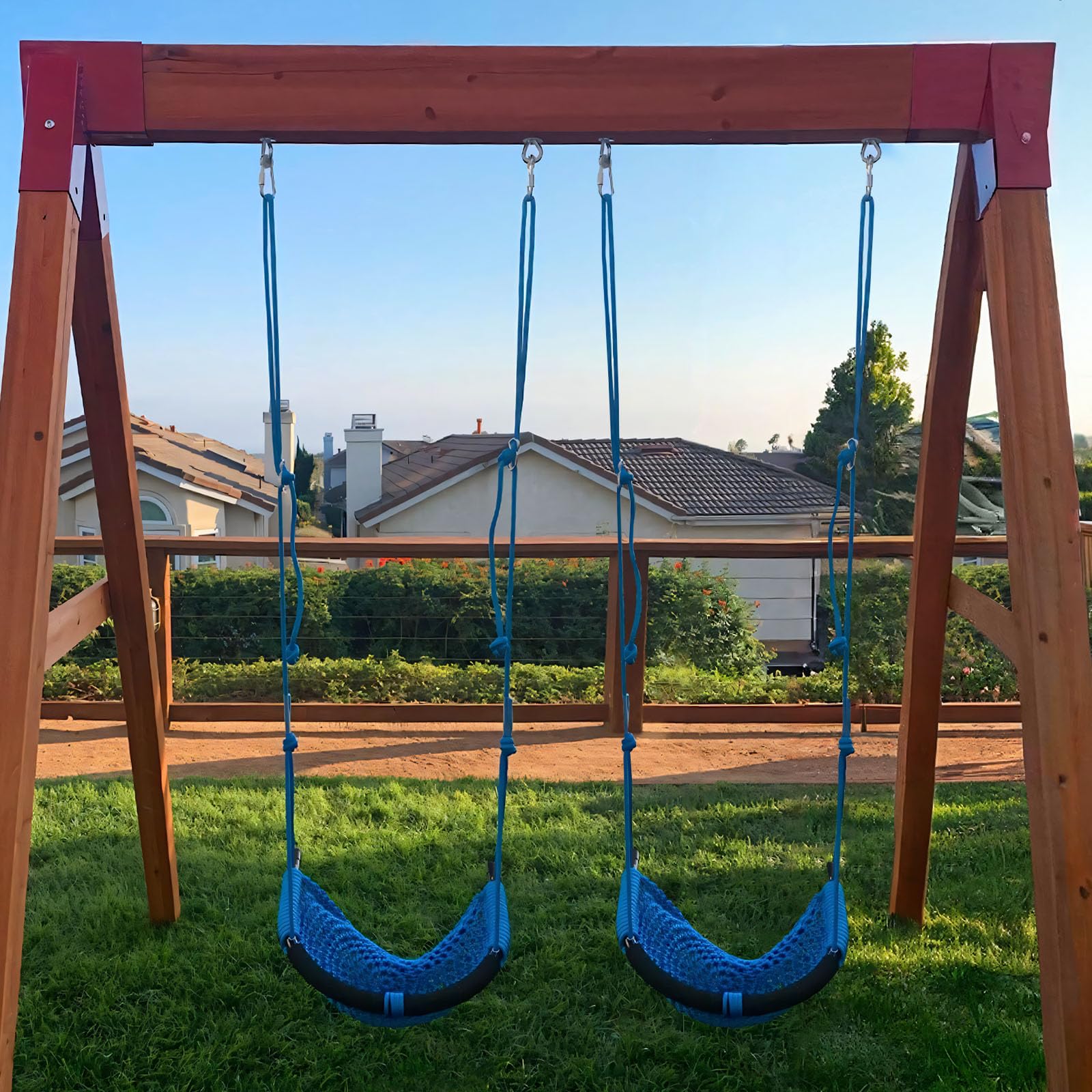 JKsmart blue two-pack swing seats ready for indoor or outdoor setup
