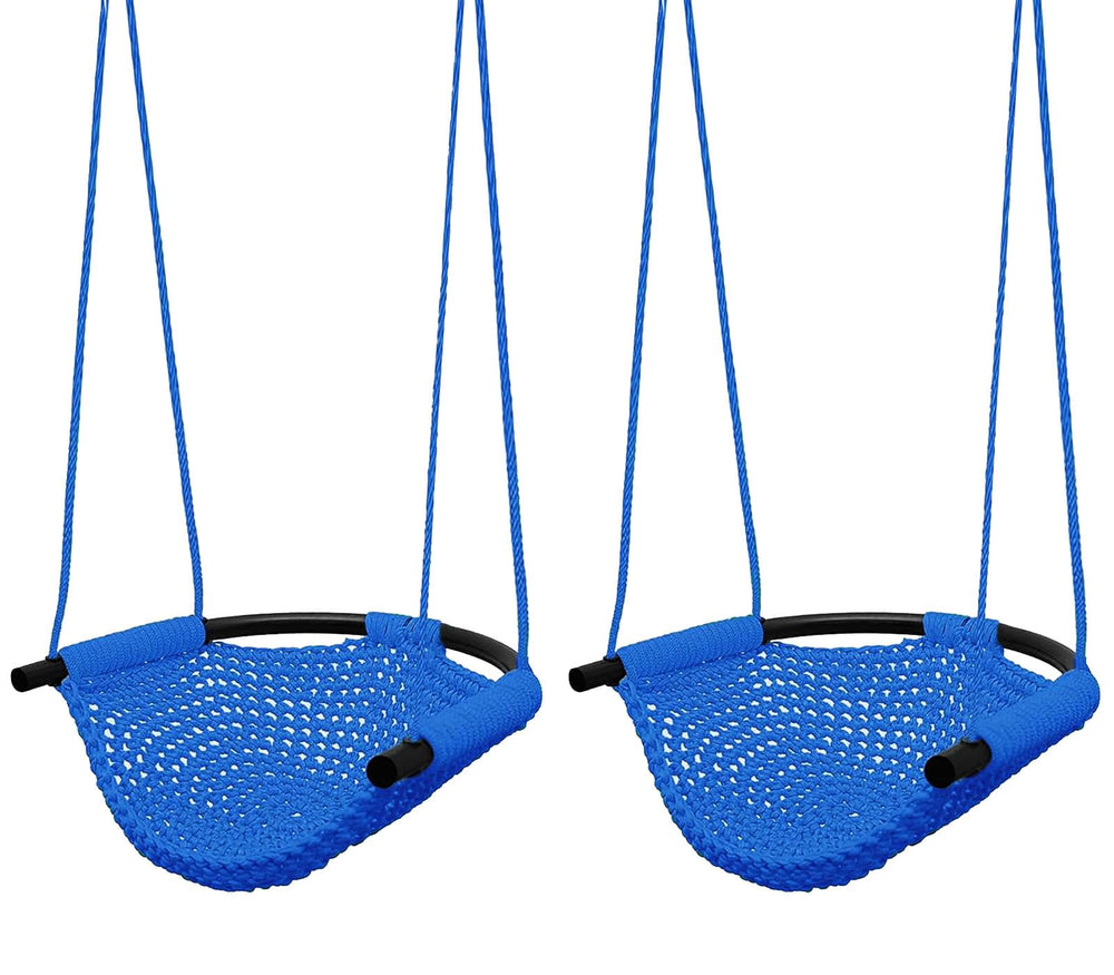 JKsmart blue kids swing seat front view with sturdy rope for outdoor fun
