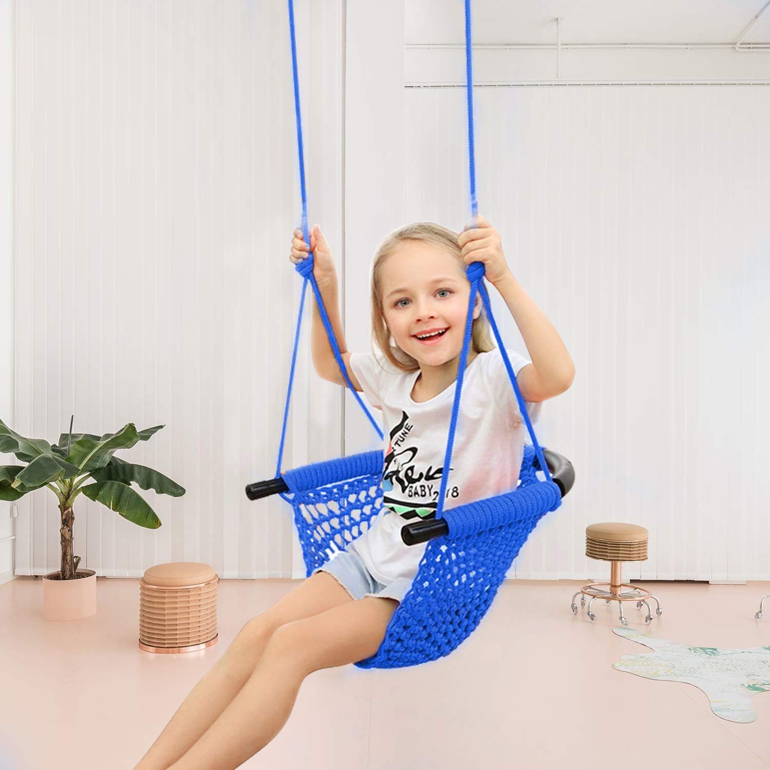 JKsmart swing seat indoor outdoor use demonstrates versatile placement