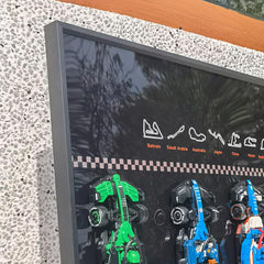 JKZUZU display wallboard finish, complements glossy acrylic panel aesthetics