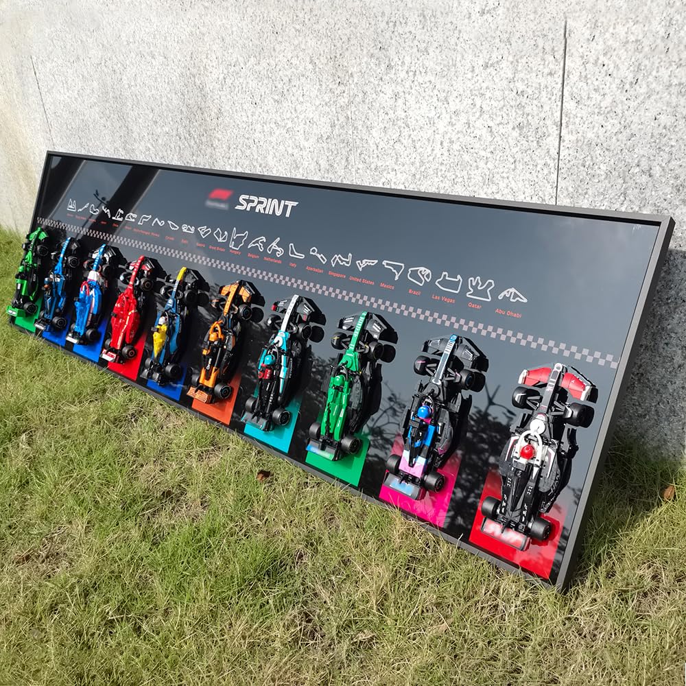 JKZUZU display wallboard front view for Lego Speed Champions, ideal wall art