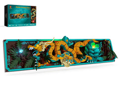 JMBricklayer Mythic Dragon Tiles with LED eyes illuminate a dramatic wall display
