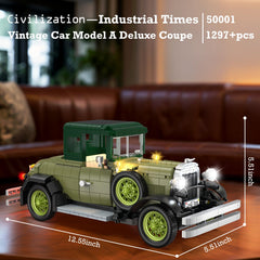 JMBricklayer vintage car kit with lights open trunk display