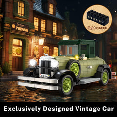 JMBricklayer vintage car kit with lights side view for showcase