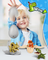 JMHACHY jumbo dinosaur egg pop-open reveal with three dinosaur figures for interactive fun.