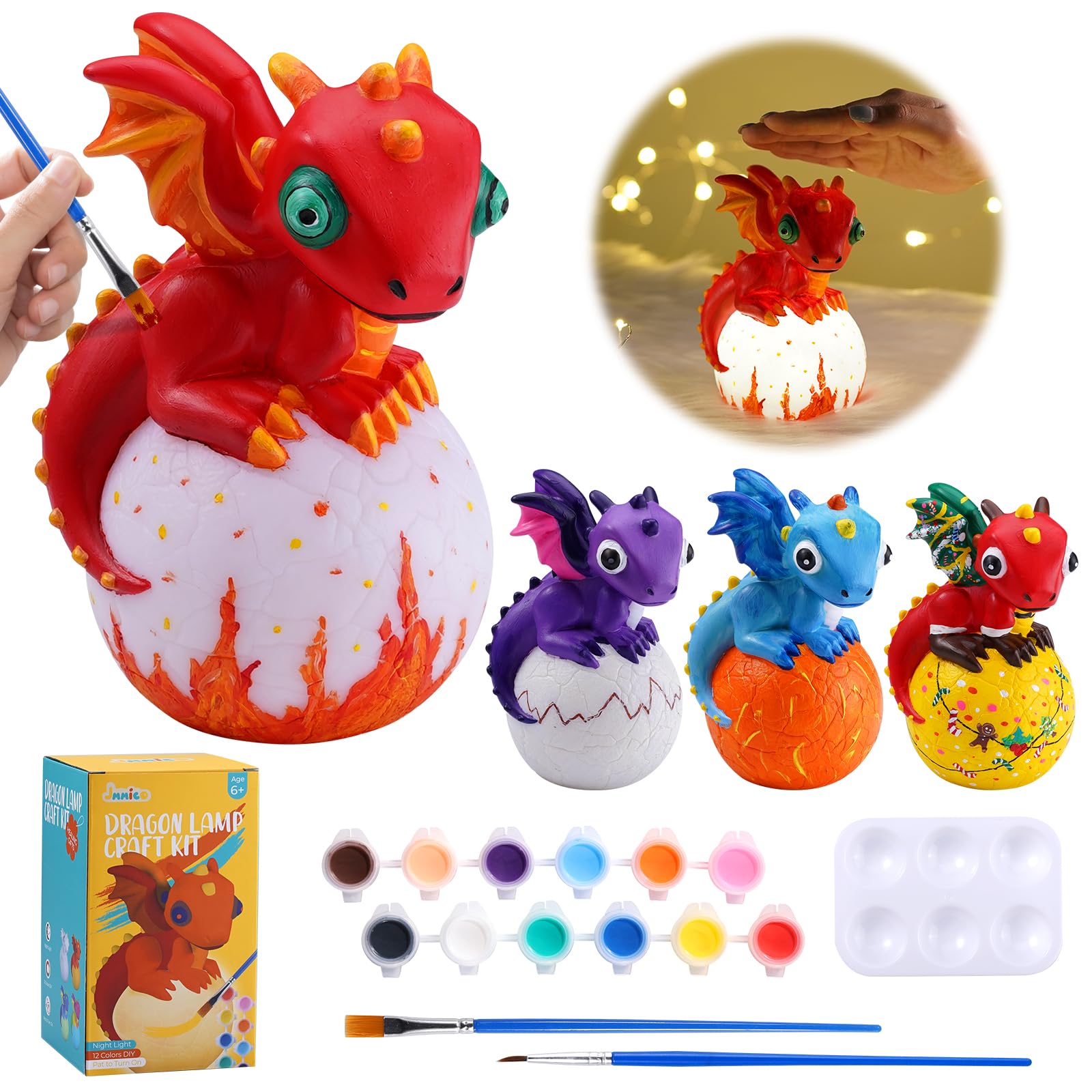 JMMICO Paint Your Own Dragon Lamp Kit with dragon wings for imaginative play.