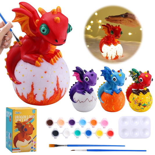 JMMICO Paint Your Own Dragon Lamp Kit with dragon wings for imaginative play.
