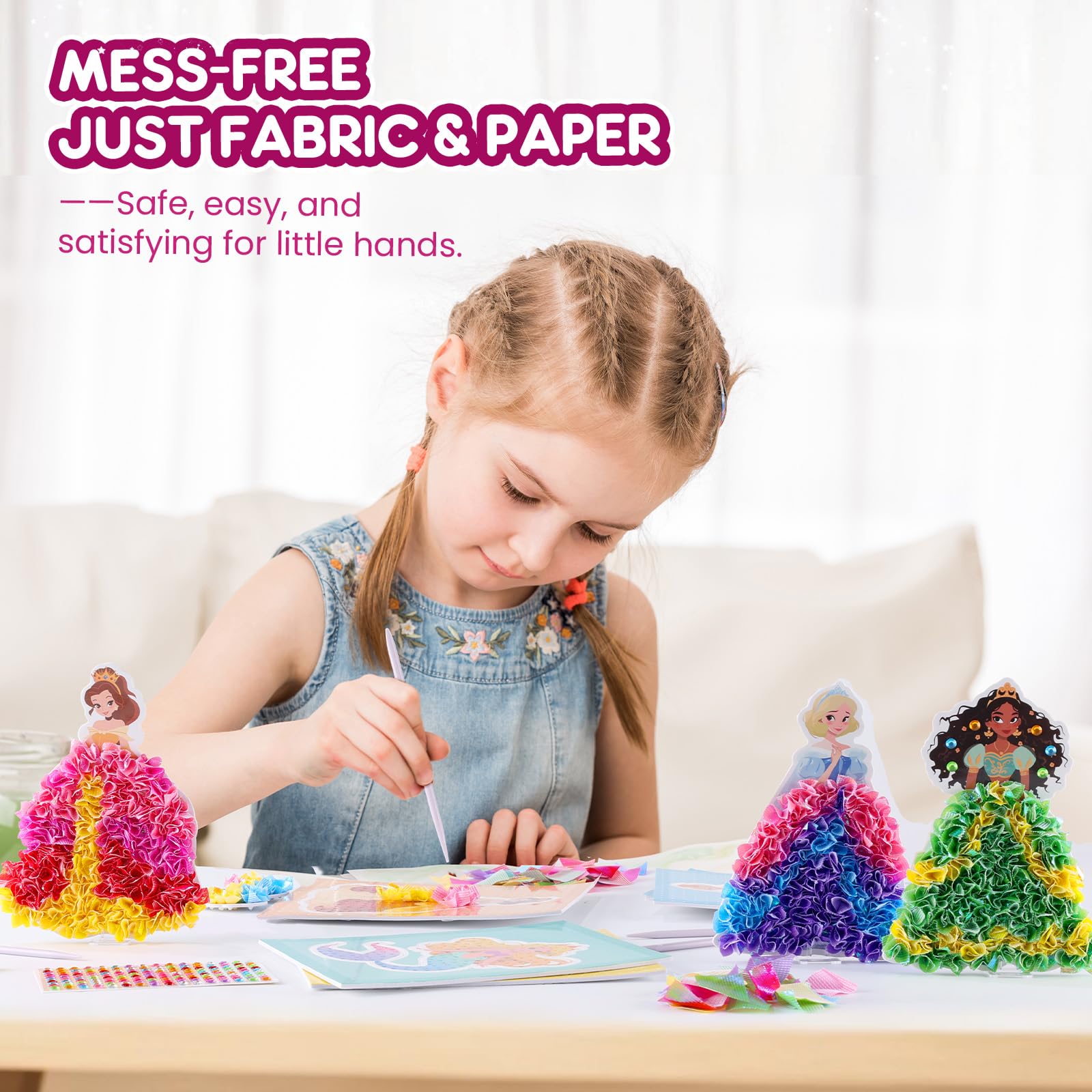 JMMICO Poke Art fabric squares provide vibrant texture for creative play.