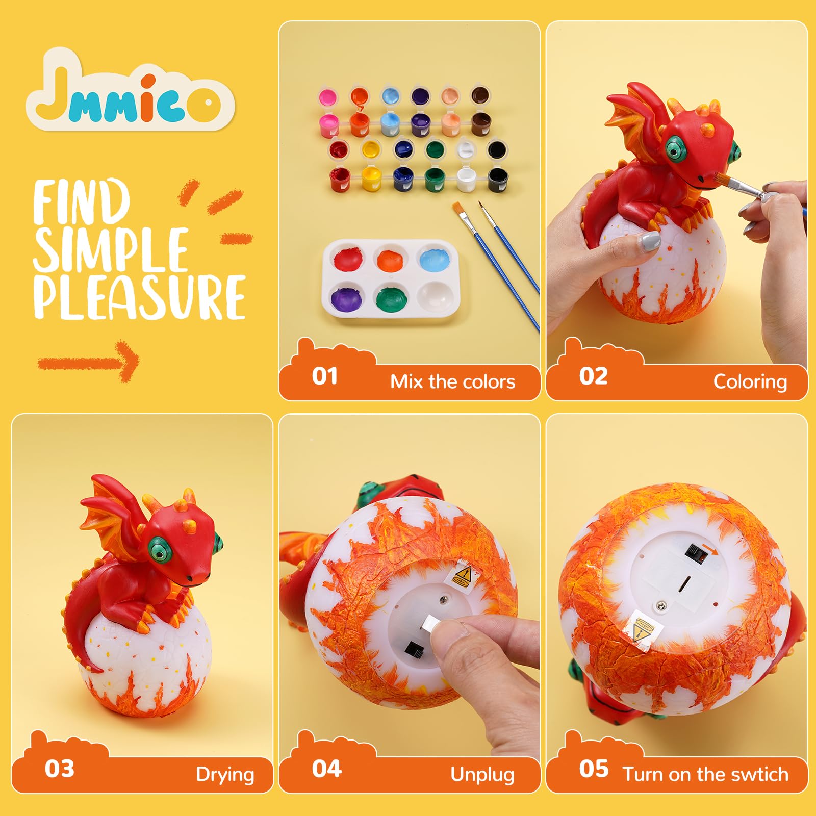 JMMICO Tap-to-light feature demonstrated for easy color-changing night light.